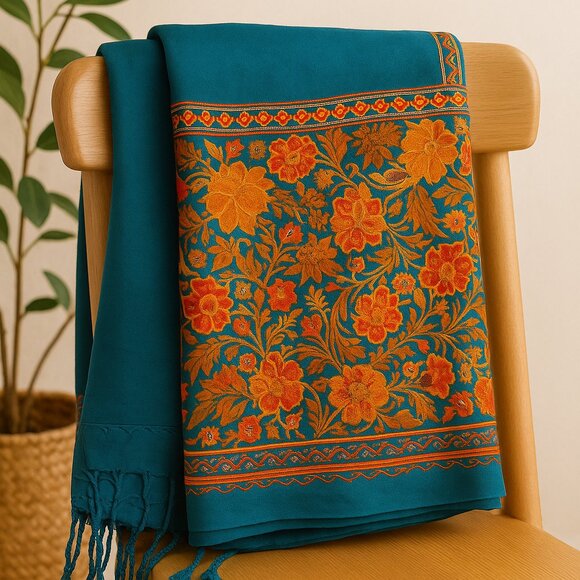 Women's Retro Style Poncho Cape Boho Shawl Wraps (Blue) - Picture 1 of 4